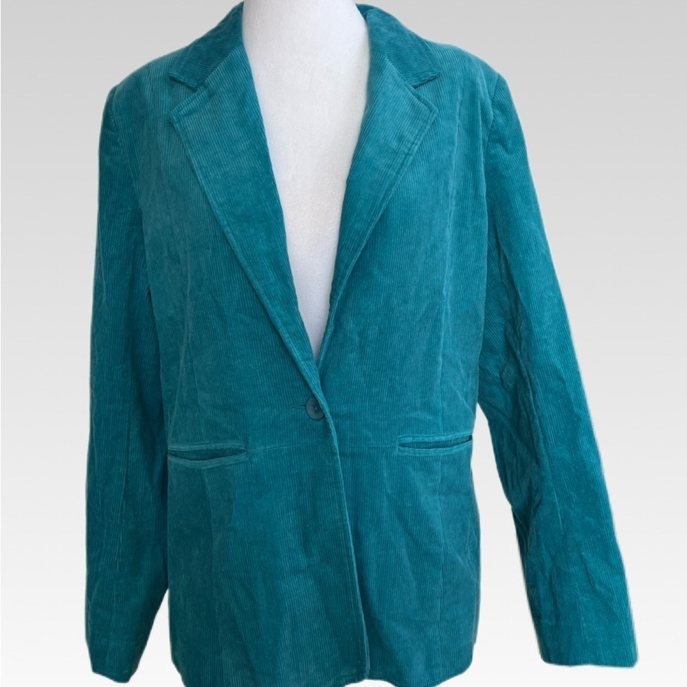 Denim&Co Teal Corduroy Blazer size M BRAND NEW